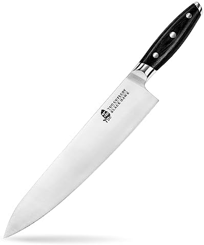 TUO Chef Knife -Professional Kitchen Chefs Knife Cooking Knife Gyuto Knives 10 Inch,Razor Sharp German HC Steel Japanese Chef Knife with Ergonomic Pakkawood Handle - BLACK HAWK SERIES in Gift Box