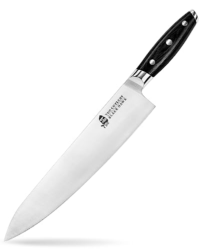 TUO Cuchillos Cocina, Cuchillo Chef Ultra Afilado de 25 cm, Cuchillos Cocina Profesional de Acero Inoxidable con Alto Contenido de Carbono, Mango ergonómico de Pakkawood, Serie Black Hawk