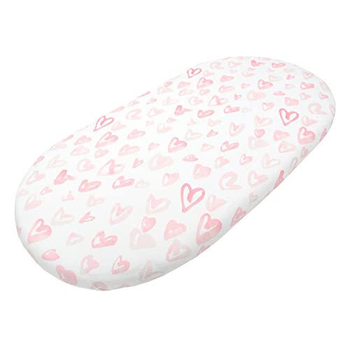 Ievolve Bassinet Sheet Jersey Cotton Ultra Soft Flexible Breathable Fitted Sheet For Hourglass & Rectangle Bassinet Mattress (Loving Hearts Pack Of 2) #TOP3
