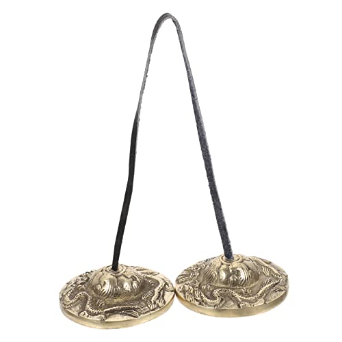 BESTonZON Meditation Hand Bell Cymbal Vintage Percussion Instrument Simple Operation Sound