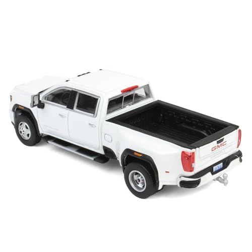 Camión a escala 1:64 GMC Sierra 3500 Denali Dually blanco miniatura 4