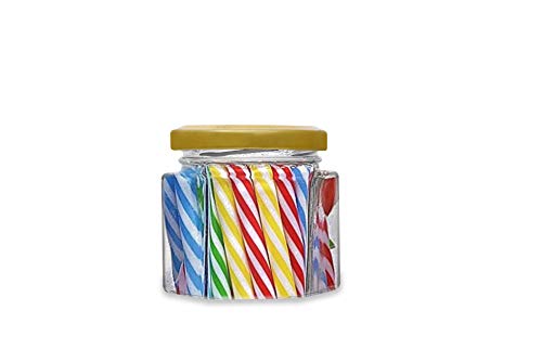Image of CROCO JAR Hexagon Glass Jar Set of 8 (100 ml) | Airtight Gold Lid Mini Glass Storage Jars for Spices Mouth Freshener & Condiments