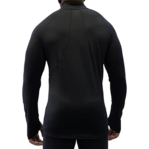 Hot Chillys Men's Micro Elite Chamois Zone Zip-T Midweight Body Fit Base Layer - Black/Black, Medium #TOP1
