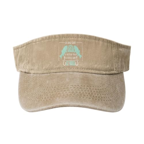 A Bad Day Fishing is Better Than A Good Day at Work Sun Visor Hats for Women Men Adjustable Cotton Sun Hat Golf Cap Natural