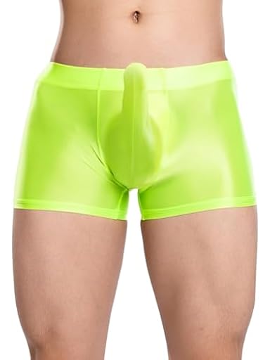 Yihuimin Calzoncillos tipo bóxer para hombre, brillantes, ajustados, elásticos, calzoncillos para adultos, Verde fluorescente, XXL | Ya disponible en tu tienda friki favorita! En mundofriki.es!