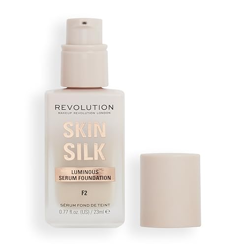 Makeup Revolution Skin Silk Serum Foundation Light to Medium Coverage Contains Hyaluronic Acid F2 23ml