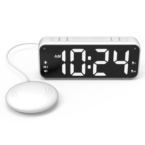 Extreme Powerful Vibration Alarm Clock + Extra Loud Alarm for Heavy Sleeper/Deaf/Hearing Impaired