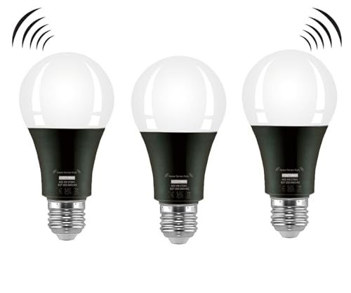 KOOYWAN Lampadina LED 9W con Sensore di Movimento e Crepuscolare - E27, luce bianca calda 2700K, Auto On/Off, per Esterni/Interni, 3 Pezzi
