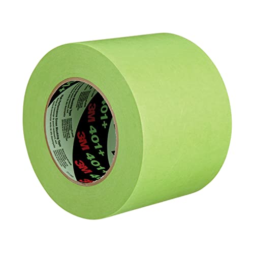 Image of 3M High Performance Green Masking Tape 401+, Superior Adhesion, Clean Removal, Highly Conformable, Paint-Bleed Resistant, 72 mm x 55 m, 6.4 mil, 8 /Case