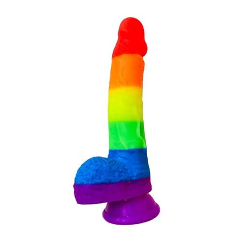 8.66 Rainbow Dildo Adult Sex Toy for Women Colorful Flexible G-spot or Anal Stimulator with Suction Cup for Hands-Free Play Big Lifelike Penis with Balls Adult Sex Toys for Men Women and Couples