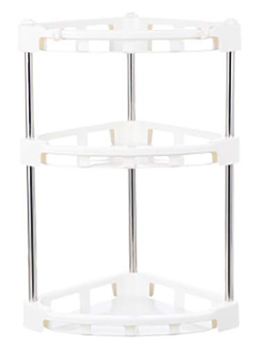 Mehousa 3-Tier Corner Storage Organizer Shelf I Best Kitchen Spice Rack, Makeup/Cosmetics Counter Organizing Stand, Bathroom Organizer with Extra-Sturdy Construction (Off White) (3-Tier)
