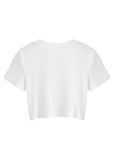 SweatyRocks Girl's Floral Graphic Tees Ruched Short Sleeve Crew Neck T Shirts2