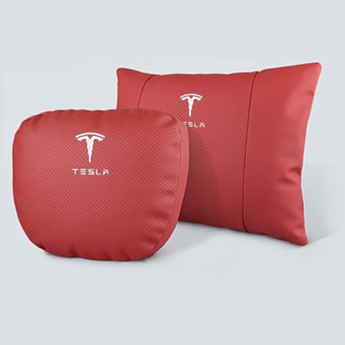 テスラ 腰クッションと車首クッション モデル3 モデルY モデルS ランバーサポート ネックパッド 車 クッション 首 ヘッドレスト 低反発 腰サポート 背もたれ 車 ヘッドレスト クッション 腰当てクッション 刺繍ロゴ 車用 運転席 背もたれ クッション