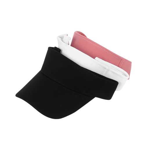 3pcs Sun Block Hats for Men Women Lightweight Visors for Outdoor Sports Running Golf Casual Wear Options Black