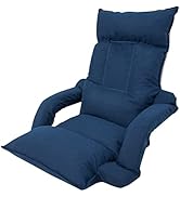 座椅子　リクライニングチェア　1人掛け　ファブリック生地　折りたたみ　ネイビー Amazon｜WAVV 座椅子 ひじ掛け付き ハイバック 低反発 背もたれ・頭部