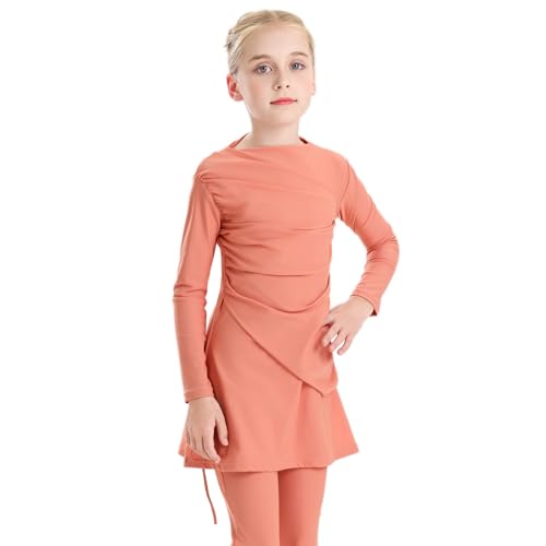 Image of Muslim Swimsuits for Girls Modest Swimwear Full Cover Hijab Burkini Islamic Top Pants Cap 3PCS Rash Guard Sets