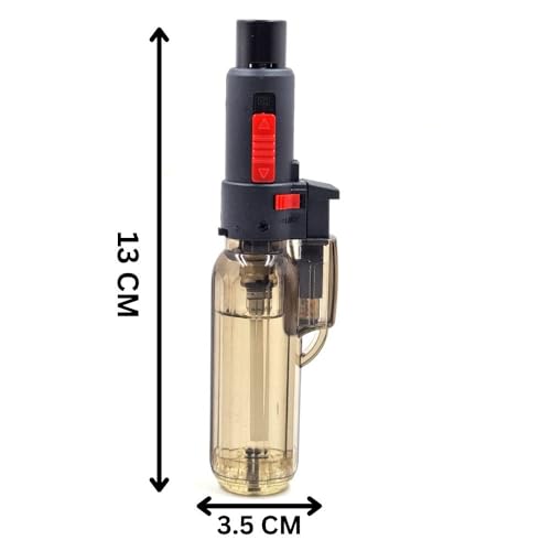 Image of Blow Torch Refillable Culinary Kitchen Gas Lighter, Safety Lock & Adjustable Two Flame System for Food Cooking /BBQ /Baking /Coal Burning /Camping (Black)