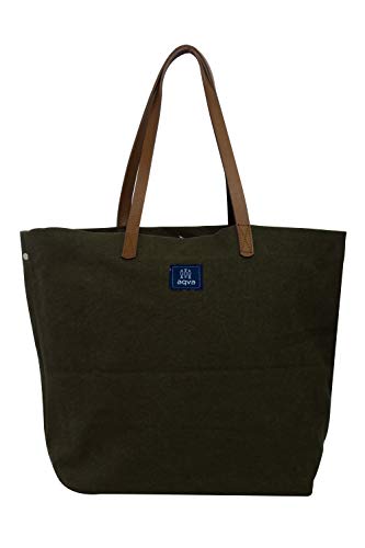 Image of AQVA Cotton Thick Canvas Tote Bag for Women (17.5 inchx13 inchx6 inch) | Trendy Stylish Multipurpose Handbag with Inside Pockets and Zipper | Shoulder Bag for Shopping, Beach, Travel and Work