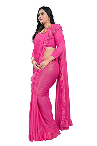 Image of Women's Plain Lycra Silk Saree With Unstitched Blouse Piece