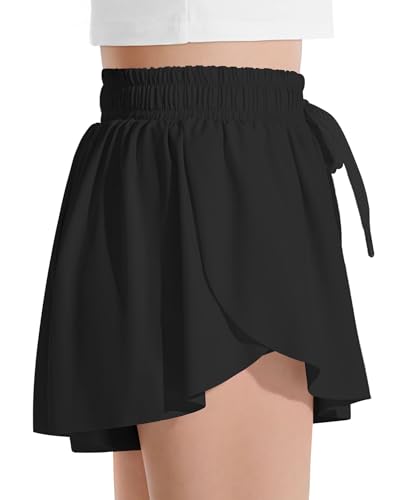Image of Witwot Butterfly Shorts Girls, 2-in-1 Teen /Kids Girl Flowy Athletic Skort | for Running, Tennis, Dance, Size 5-14Years