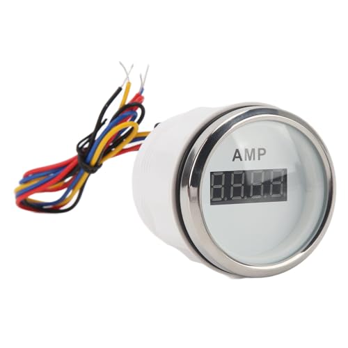 XHTLLO 52MM Digital Ammeter DC9 V 100A Sensitive Sensor AMP Gauge for RVs Yachts Fishing Boats Ships, Clear Display (White Dial Silver Bezel)