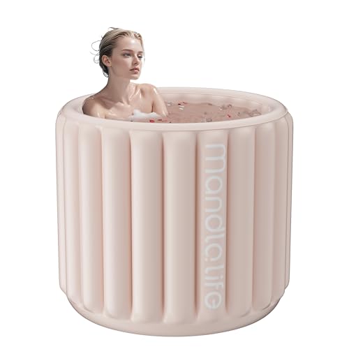 Foto de Bañera inflable con bomba eléctrica, bañera portátil para adultos, bañera de aire de estructura sin esqueleto para atletas, bañera de baño caliente para mujeres, bañera fría con tapa de 35 x 27.5 (imagen 8)