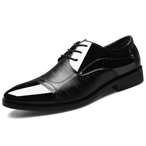Men's Faux Patent Leather Tuxedo Dress Shoes Classic Casual Lace Up Round Toe Lug Sole Dress Shoes Work Office Business Shoes