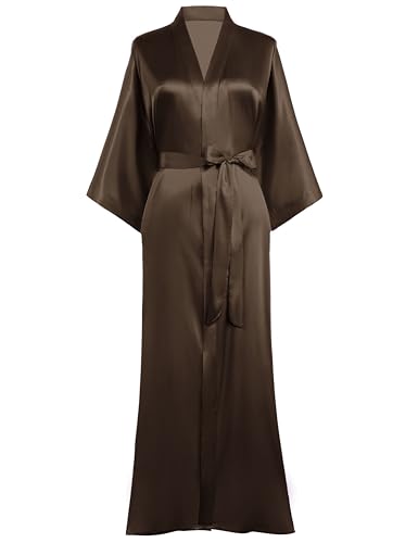 Image of PRODESIGN Satin Kimono Robe Women Long Silky Kimono Bathrobe Sleepwear Wedding Bridesmaid Robe