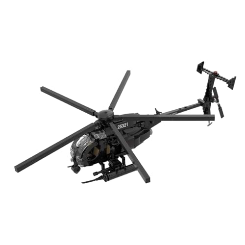 XMBRICDIYY MH-6 Little Bird Helicopter Model Kit, 595PCS Military Airplane Building Block Assembly MOC Set, MOC-88275