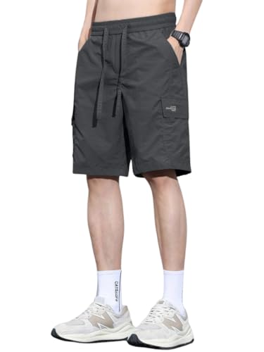 Image of TAGDO Men's Cotton Cargo Shorts with Multi Pockets | Lightweight Casual Outdoor Shorts Pant for Men | Elastic Waist Drawstring Utility Shorts for Hiking, Camping and Daily Wear (2048)