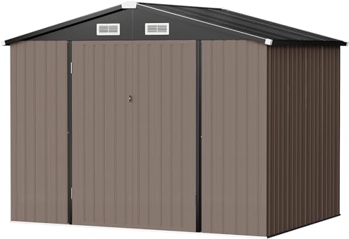 Anovara Outdoor Storage Shed Garden Metal Shed 182(L) X 121(W) X 195(H) cm 3500L Shed with Lockable Door for Storage Garden Tools, Bicycles, Patio Cushions (6x4 FT)