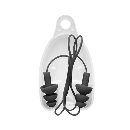 Tapones de silicona para los oídos con cordón para dormir, protección contra el ruido, 1,4 x 2,8 cm, con funda de almacenamiento, color negro