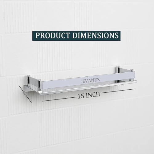 Image of EVANEX Bathroom Shelf | 5x15 Inch 304 Stainless Steel Wall Mount Bathroom Organizer Racks and Shelves | Multipurpose Storage Shelf for Toiletries and Bathroom Accessories