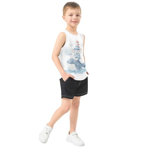 Whale Lighthouse Boys Tank Tops Quik Dry Toddler Tank Top Undershirts T-Shirts for Sports,3T4