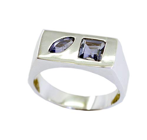 Bague en argent sterling 925 avec iolite bleue naturelle facettée par RIYO