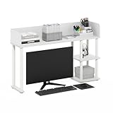 Furinno Classic Desktop Bücherregal Aufbewahrungsregal, Schreibtischorganisator mit 3 Regalen, Weiß/Weiß
