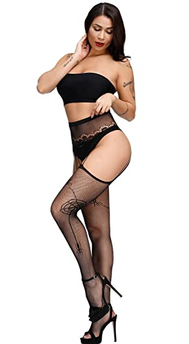 Image of Womens Suspender Pantyhose High Waist Fishnet Tights Fishnet Stockings Thigh High Stockings