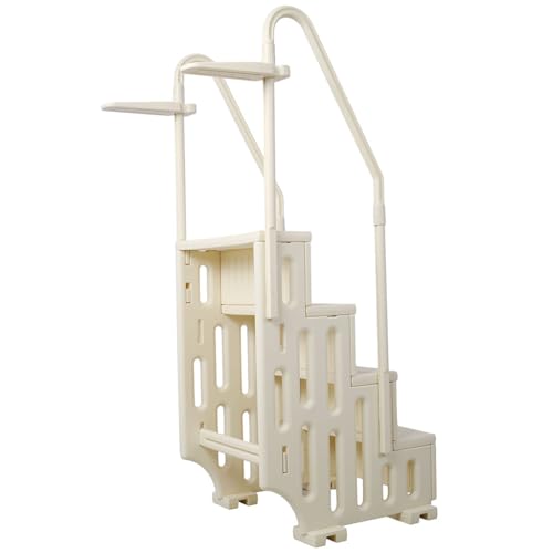 Escalera para piscina elevada de 4 peldaños con barandales miniatura 3