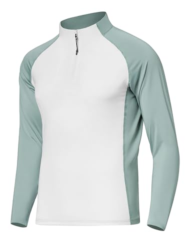 Men's Running Shirt Long Sleeve Performance Quarter Zip Pullover Quick Dry Golf Workout Athletic Shirts UPF 50+