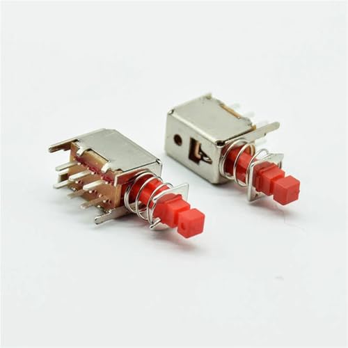 Interruptor DPDT de 6 pines rectangular con autobloqueo A03 para placas PCB color rojo