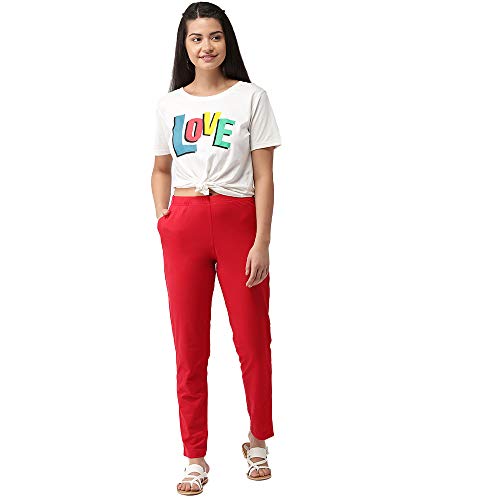 Image of GO COLORS Cotton Stretch Kurti Pants Full Length for Women | Breathable, Mid Rise, Tall