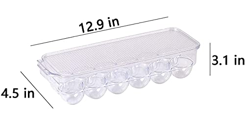 Image of LISHONN Stackable Acrylic Covered Egg Storage Box or Egg Trays for Refrigerator, Carrier Bin - Holds (12 piece long)