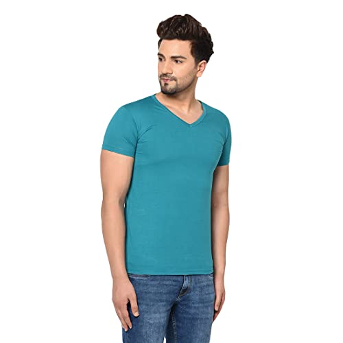 Image of Men's Cotton Blend Half Sleeve V Neck Tshirt