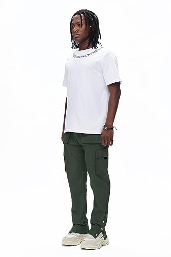 GINGTTO Men's Casual Cargo Pants Drawstring Elastic Waist Work Pants Hiking Jogger Multi Pockets3