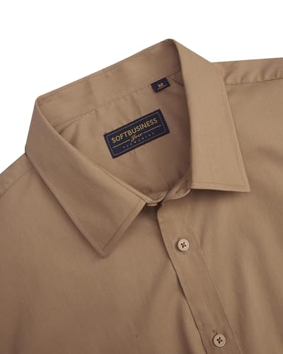 Image of J.VER Men's Short Sleeve Dress Shirts Stretch Stain Shield Casual Button Down Shirts Solid Formal Shirt