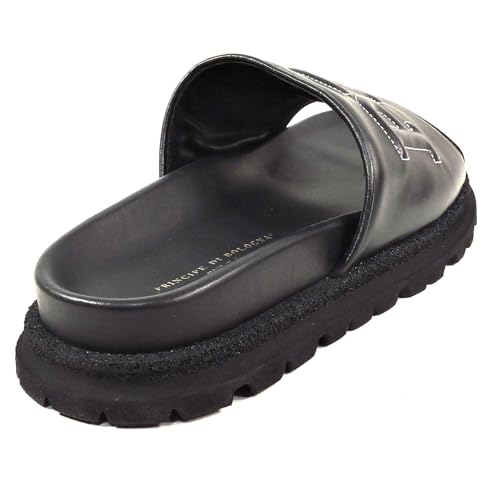 Principe Di Bologna Men's Black Leather Slide Sandals, Chunky Platform Sole, Size 43 EU3