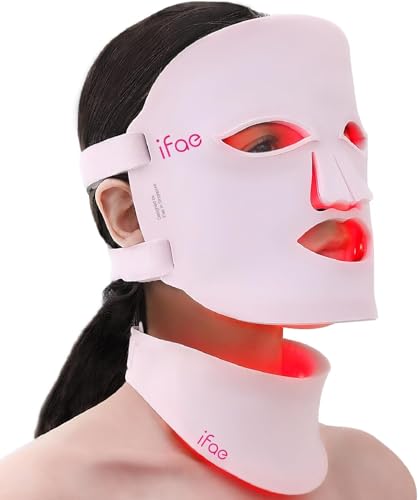 LED Maske Gesicht, 630nm&830nm Silikon Rotlichtlampe Gesicht, 7 Farben, 396 Chips Rotlicht Maske Gesicht mit 5/10/15/20 Timer für alle Hauttypen (Plain)