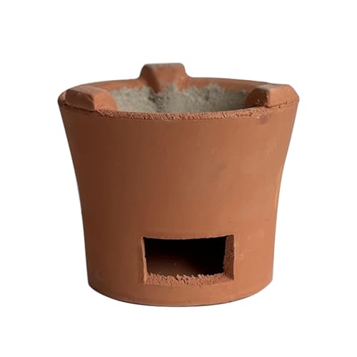 Holzkohleofen aus Rotem Ton, Holzkohleofen aus Ton, Ton Grillofen, Camping-Grillgerät für Draußen, Teestube, drinnen(Red,16.2cm/6.4in)