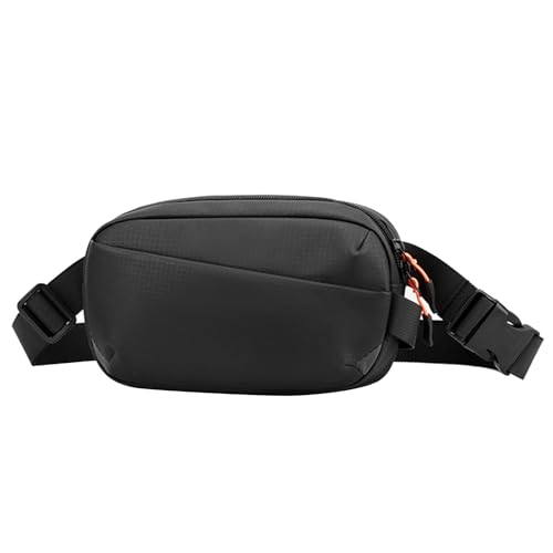 KOSLEOW Riñonera Hombre Mujer, Sling Bag Ajustable, Impermeable Bandoleras, para Viaje, Deporte y Moda, Negro Estilo Urbano y Multiusos