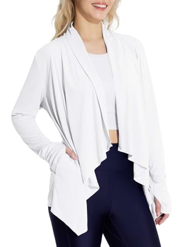 baleaf Women's Long Sleeve Sun Shirts UPF 50+ Lightweight Open Front Cardigan with Pockets Beach Cover Up SPF Sun Wrap